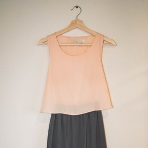 Pink & Grey Colorblock Cutout Dress